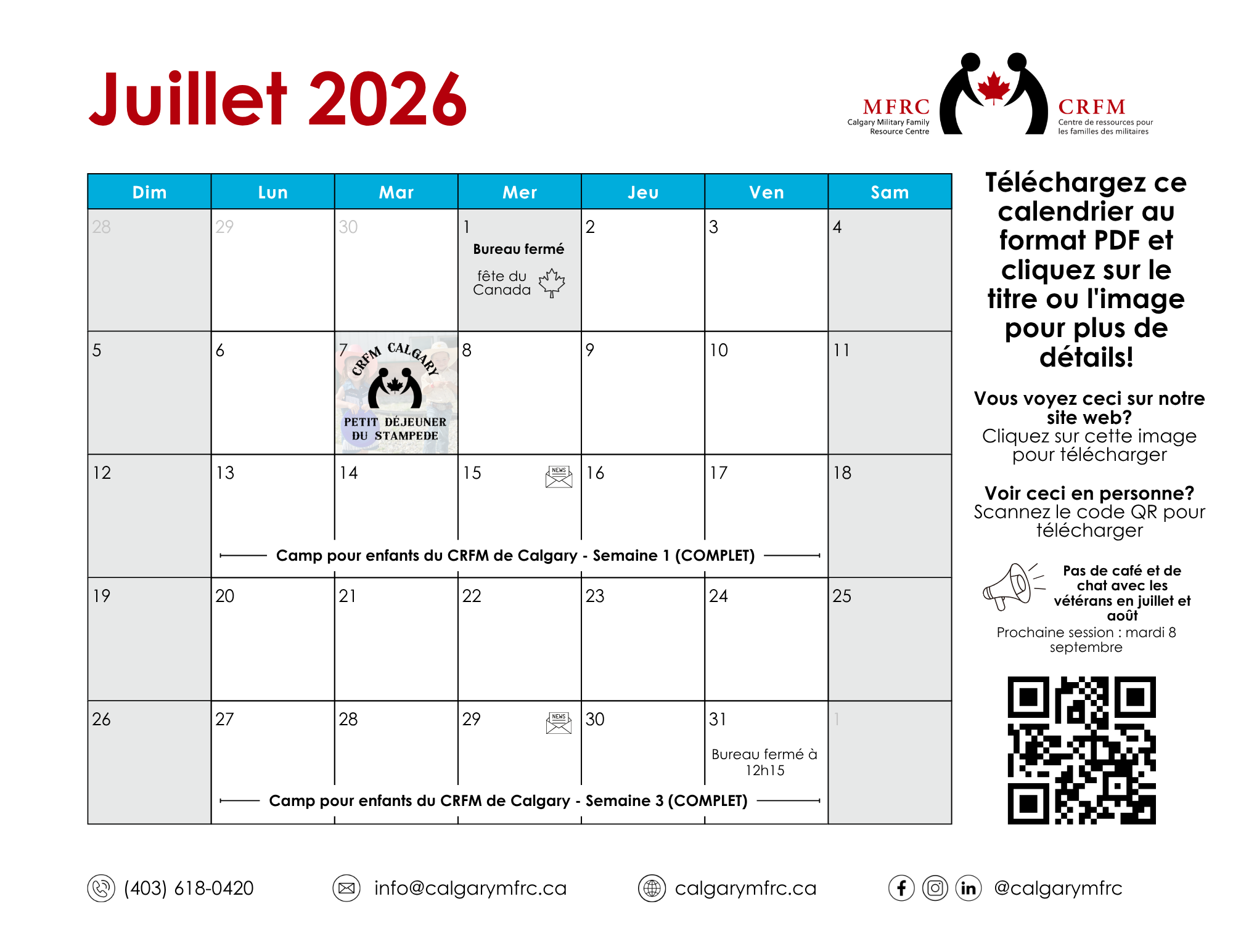 Calendrier de juillet