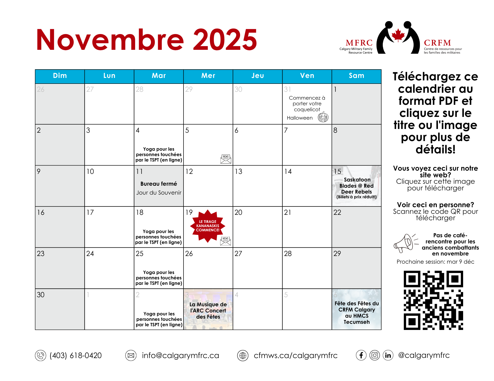 Calendrier PDF de novembre