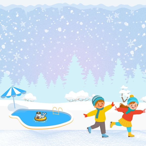 children skating seal floating