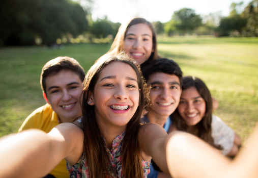 Group of teens taking a selfie