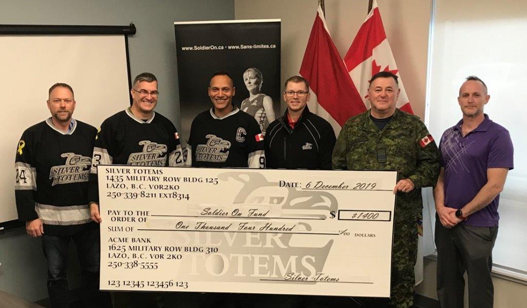 people presenting a cheque for donation