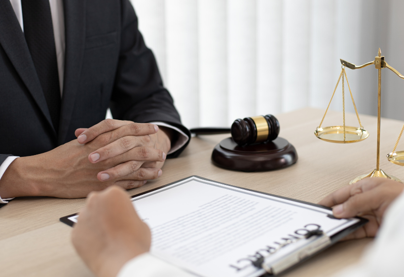  Homme en costume, les mains croisées