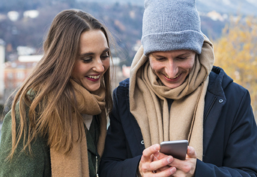 couple using phone