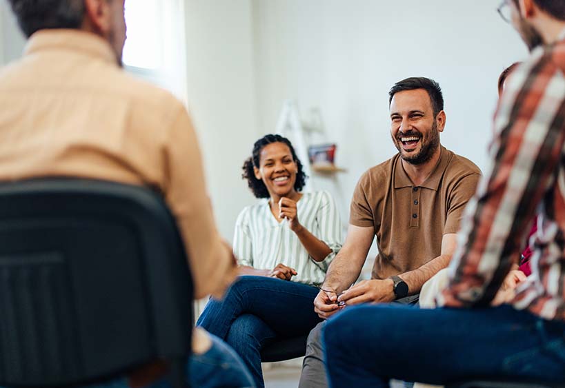 People having a happy conversation