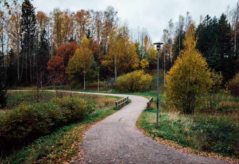 Sentier pédestre à travers un parc