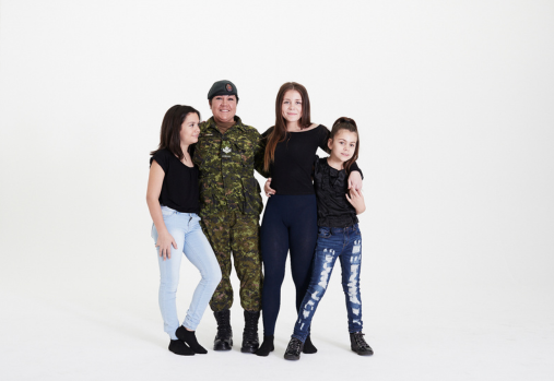 Military family: mom and her three daughters 