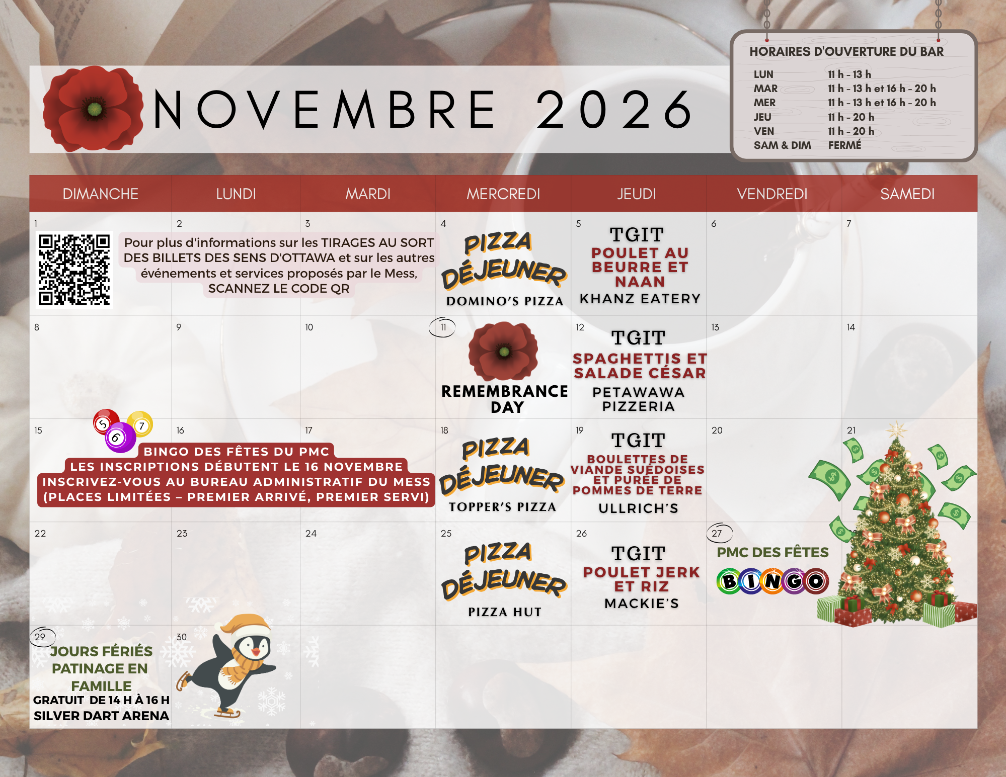 Calendrier de novembre