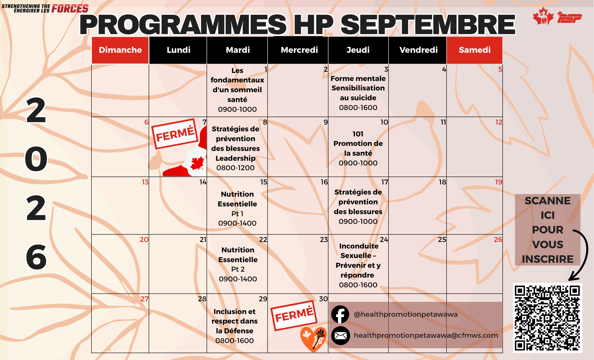 Calendrier de septembre
