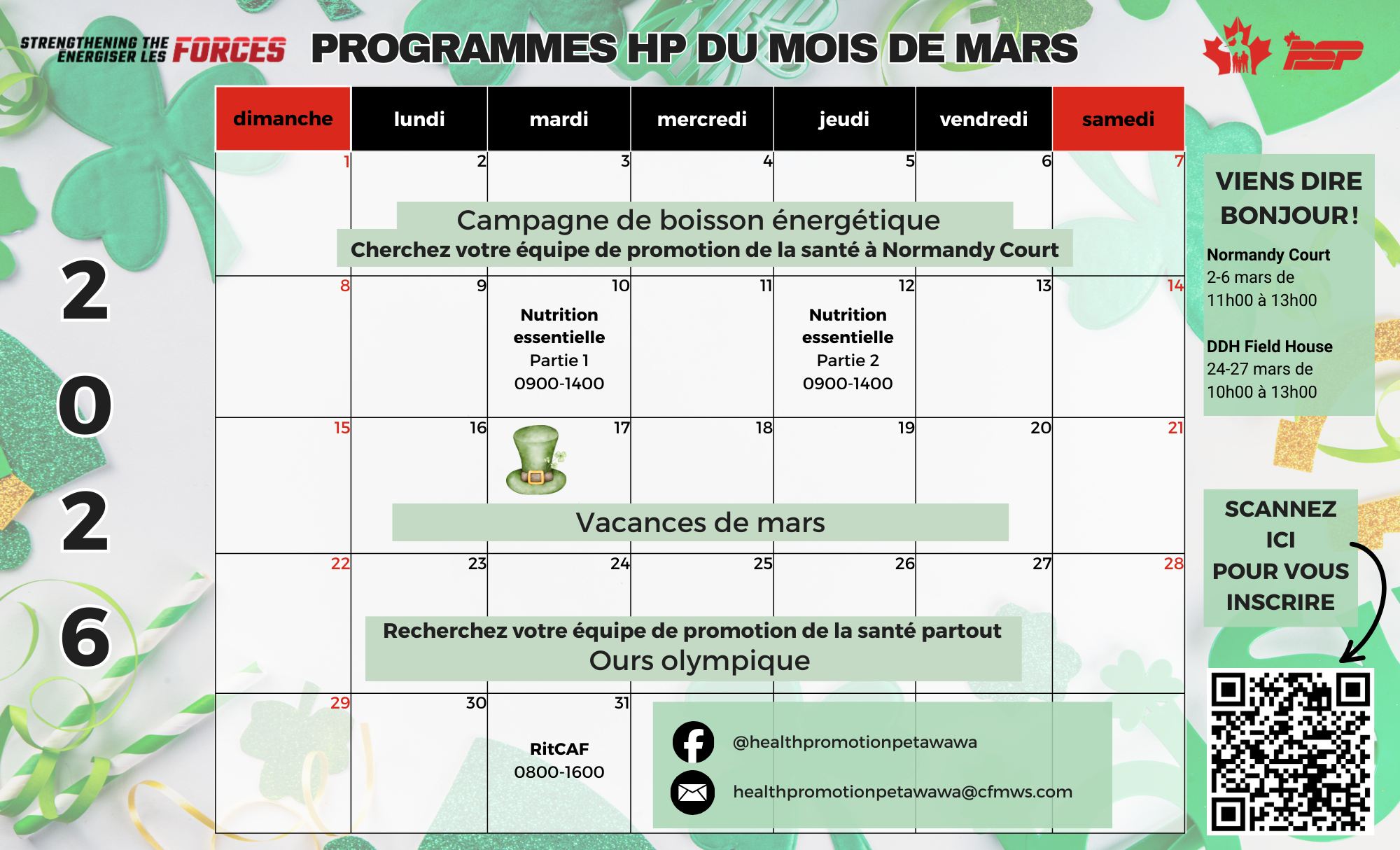 Calendrier de mars