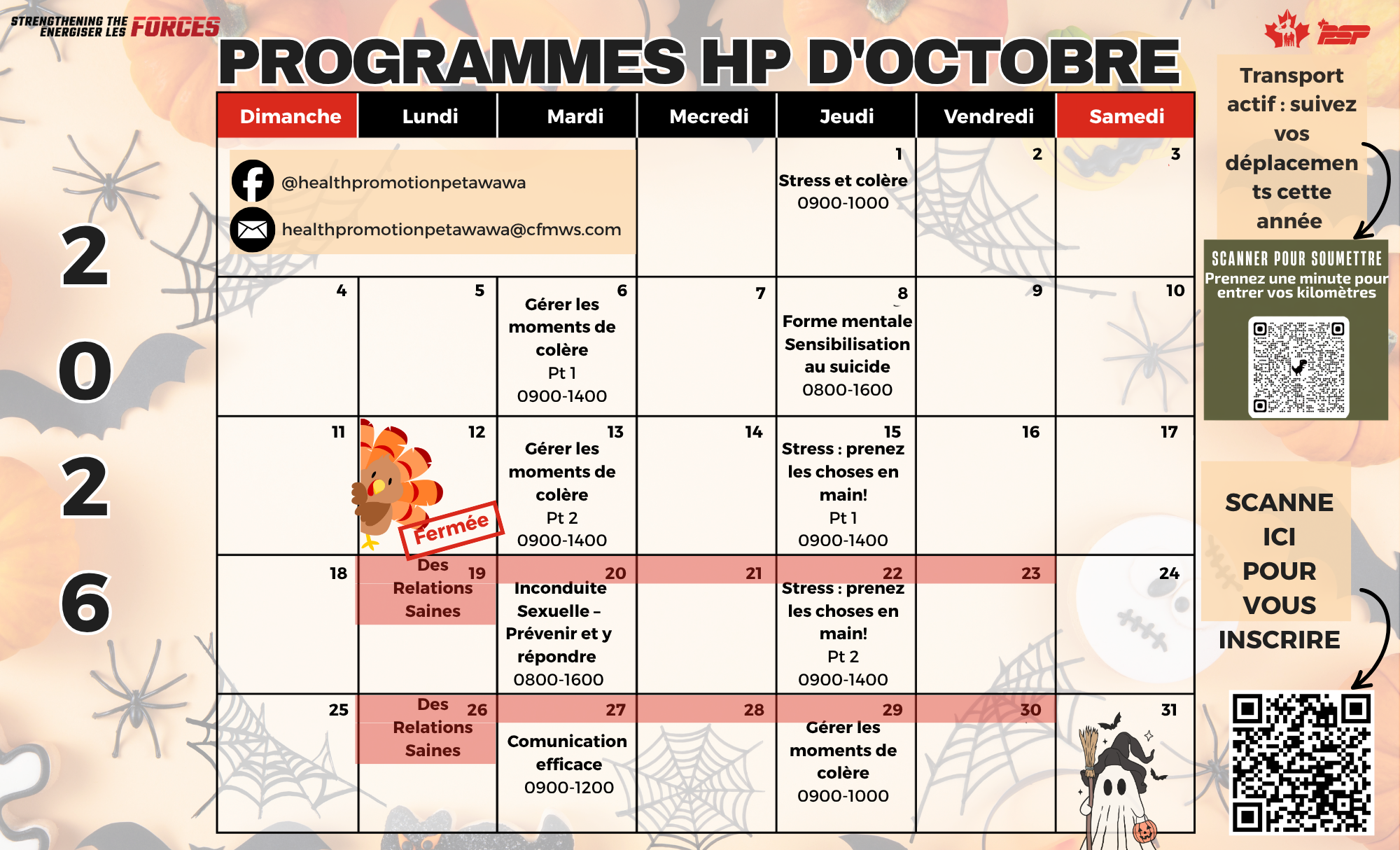 Calendrier d'octobre