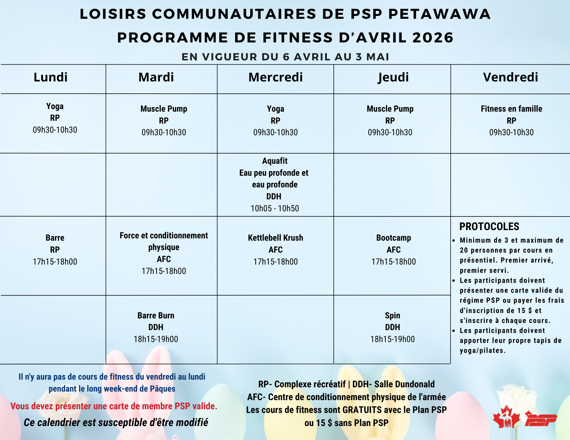 calendrier d'avril