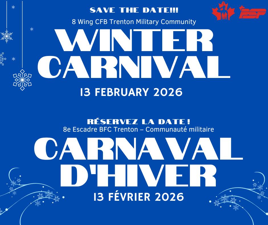 Rejoignez votre communauté pour un Carnaval d'hiver le 13 février 2026 ! Plus d'informations à venir !