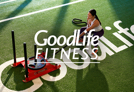 une femme en train de faire du sport, logo GoodLife