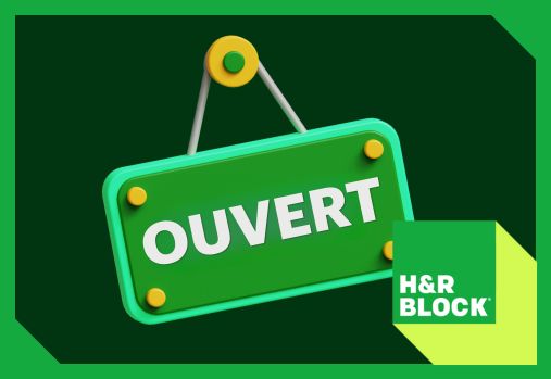 Panneau « Ouvert », logo H&R Block