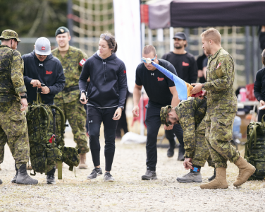 psp outside with soldier