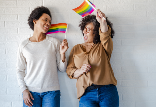 Pride Flag with smiling people