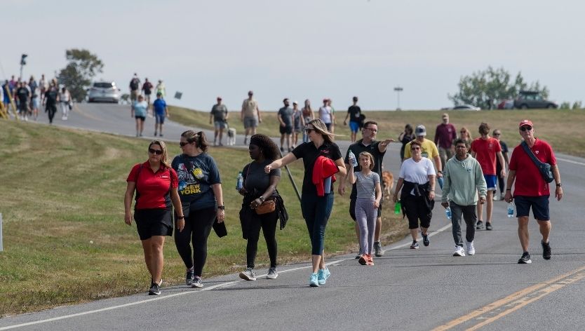 families walking in Canadian Walk for Veterans