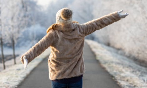 someone walking in winter