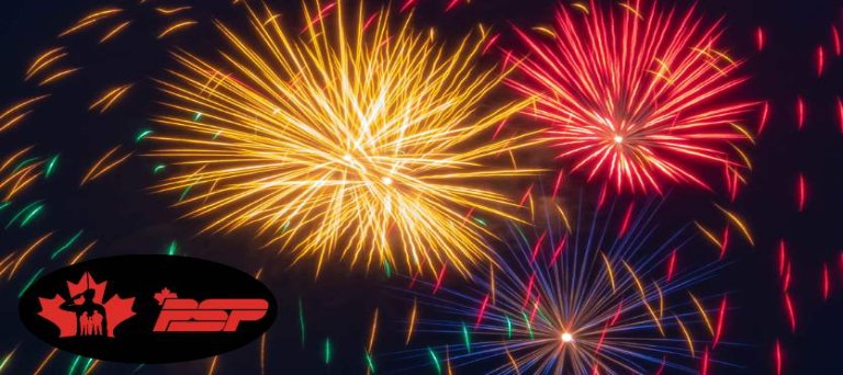 Feu d'artifice dans le ciel avec le logo PSP